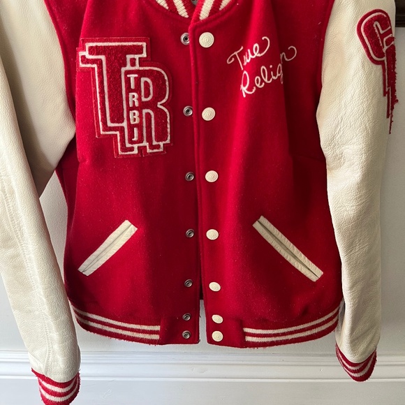 🍎Y2K TRUE RELIGION  Apple Red Varsity jacket (SIZE S-M) Y2K - Picture 9 of 12
